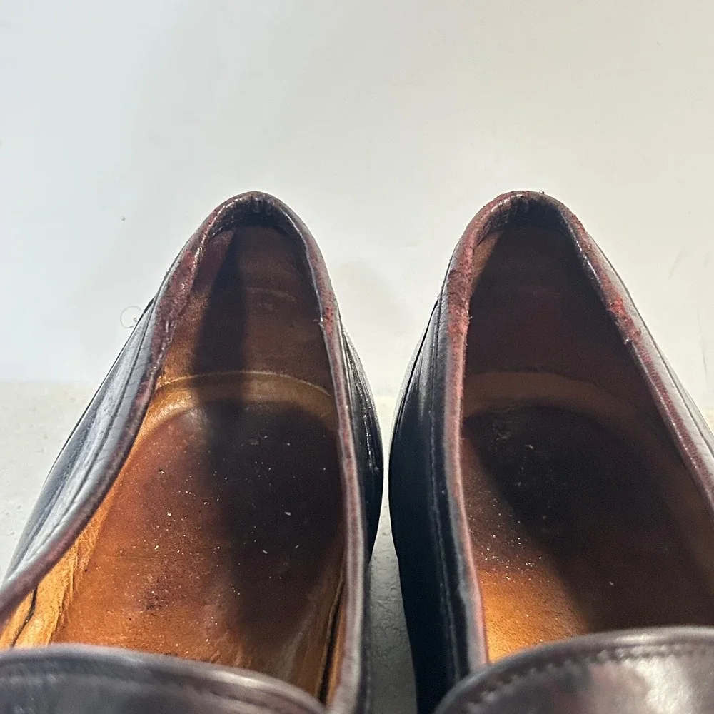 Allen Edmonds Penny Loafers Burgundy Leather Mens Size 7 D Moc Toe Dress Shoes